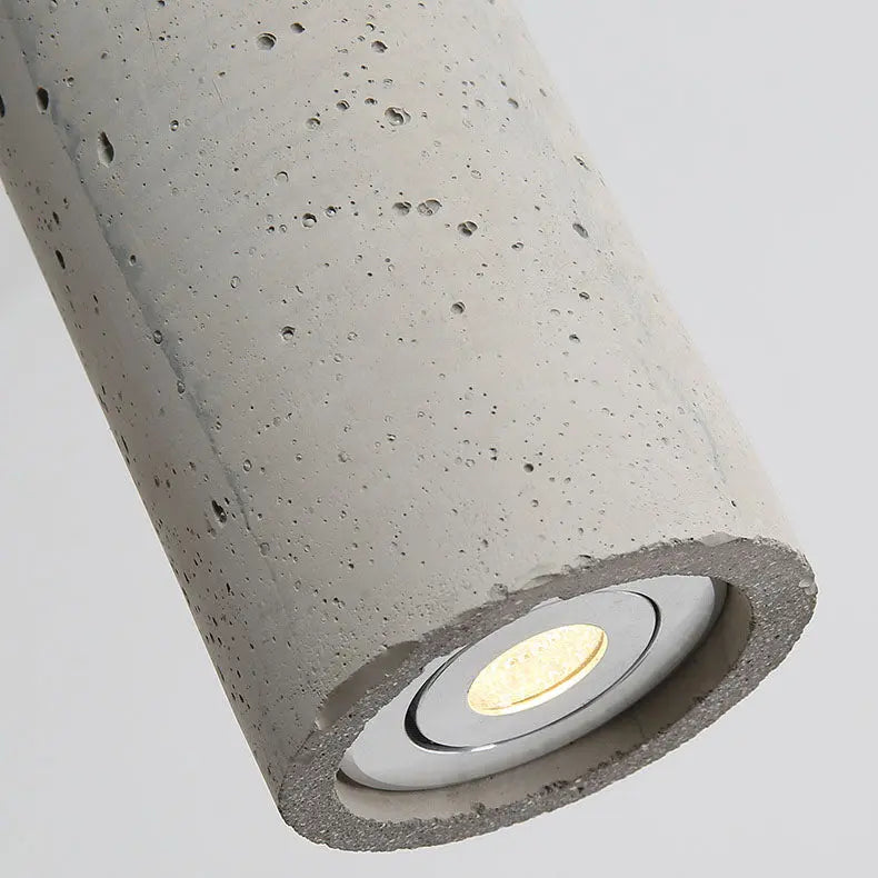 Contemporary Industrial Cylindrical Rough Texture Cement 1-Light Pendant Light For Living Room Cuvalon