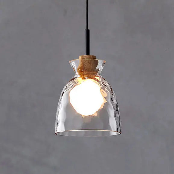 Nordic Clear Rippled Glass Shaded 1-Light Pendant Light Cuvalon