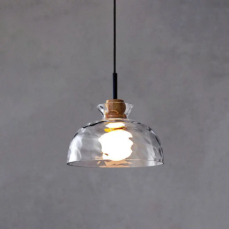 Nordic Clear Rippled Glass Shaded 1-Light Pendant Light Cuvalon