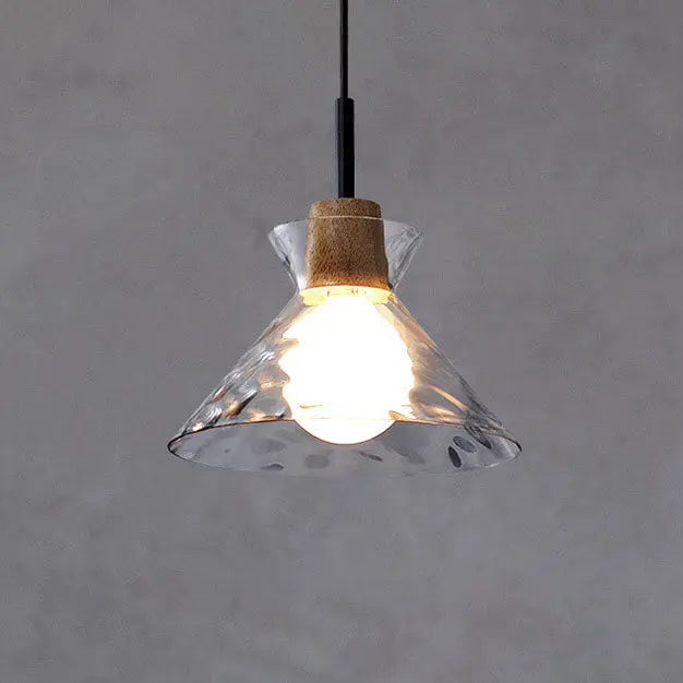 Nordic Clear Rippled Glass Shaded 1-Light Pendant Light Cuvalon