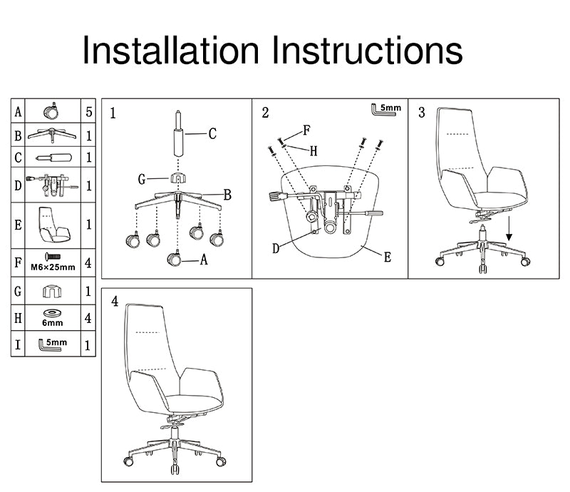 Modern Luxury Ergonomic Executive Chair - Leather Plywood Metal Office High Back Desk Chair With Adjustable Height, Swivel Wheels & Reclining Function Cuvalon