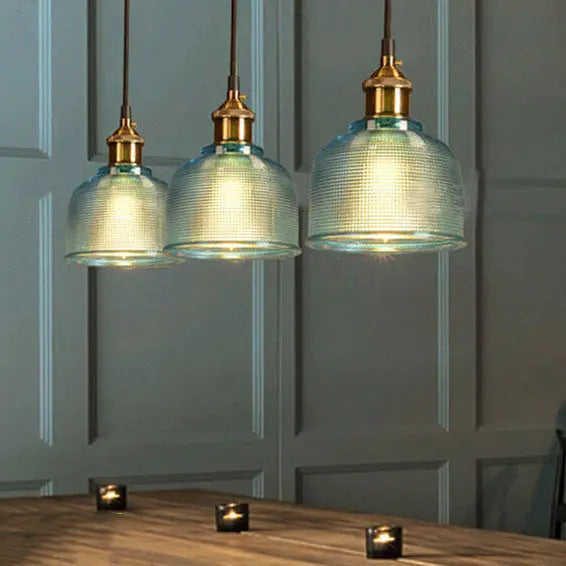 Vintage Textured Lattice Glass 1-Light Pendant Light Cuvalon