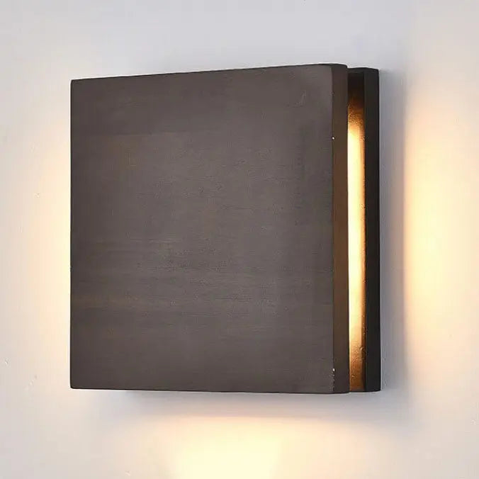 Japanese Wabi-sabi Log Wood Rectangular LED Wall Sconce Lamp Cuvalon
