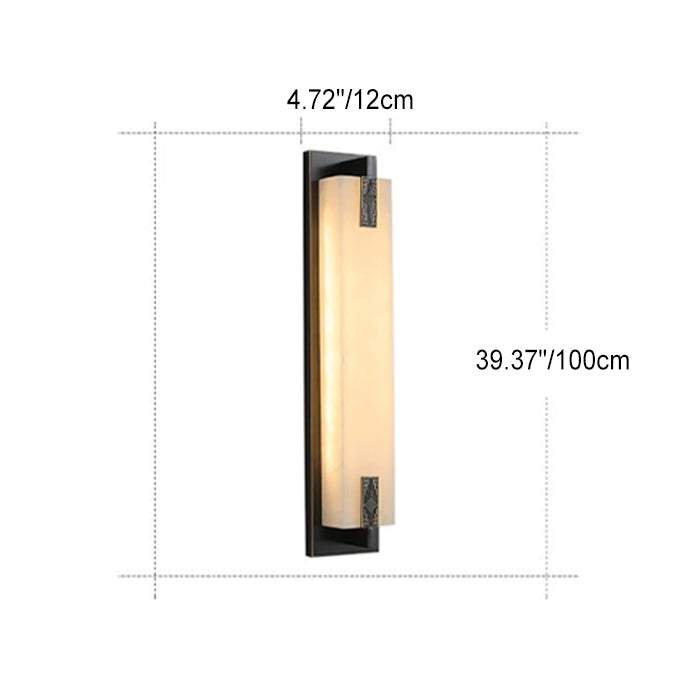 Modern Transitional Rectangular Copper Marble LED Outdoor Wall Sconce Lamp For Outdoor Patio Cuvalon