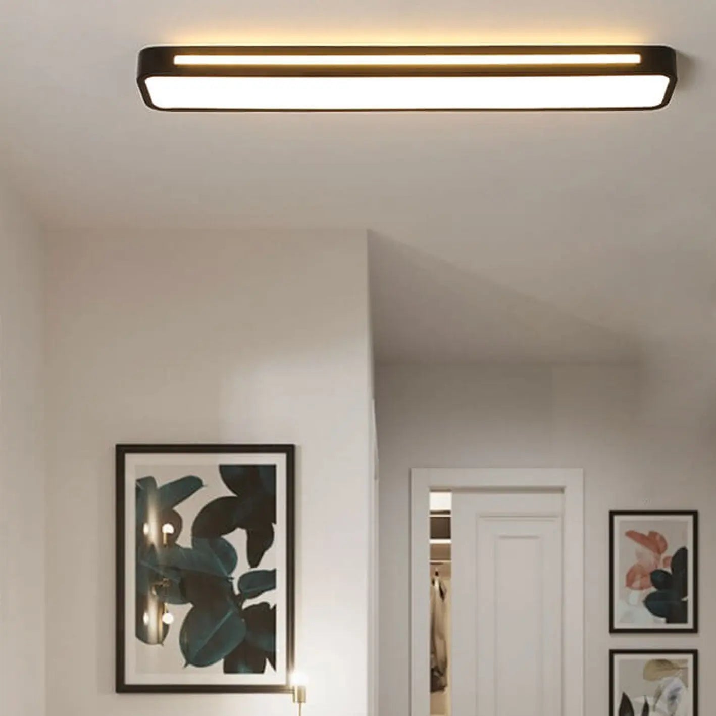 Nordic Minimalist Long LED Flush Mount Ceiling Light Cuvalon