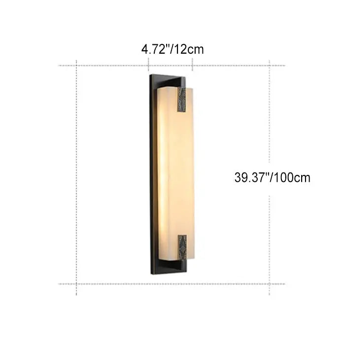 Modern Transitional Rectangular Copper Marble LED Outdoor Wall Sconce Lamp For Outdoor Patio Cuvalon