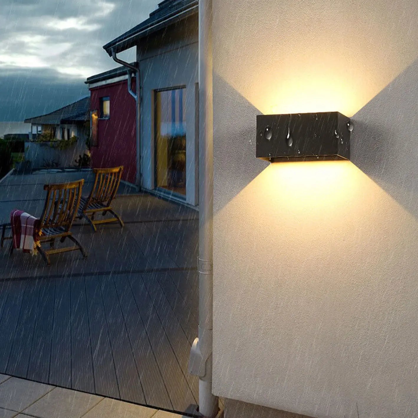 Modern Outdoor Waterproof Rectangular LED Up and Down Illuminated Outdoor Wall Sconce Lamp Cuvalon