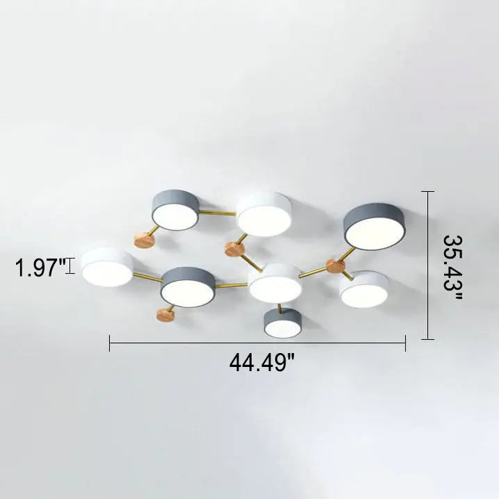 Scandinavian Minimalist Solid Wood Iron LED Flush Mount Lighting Cuvalon