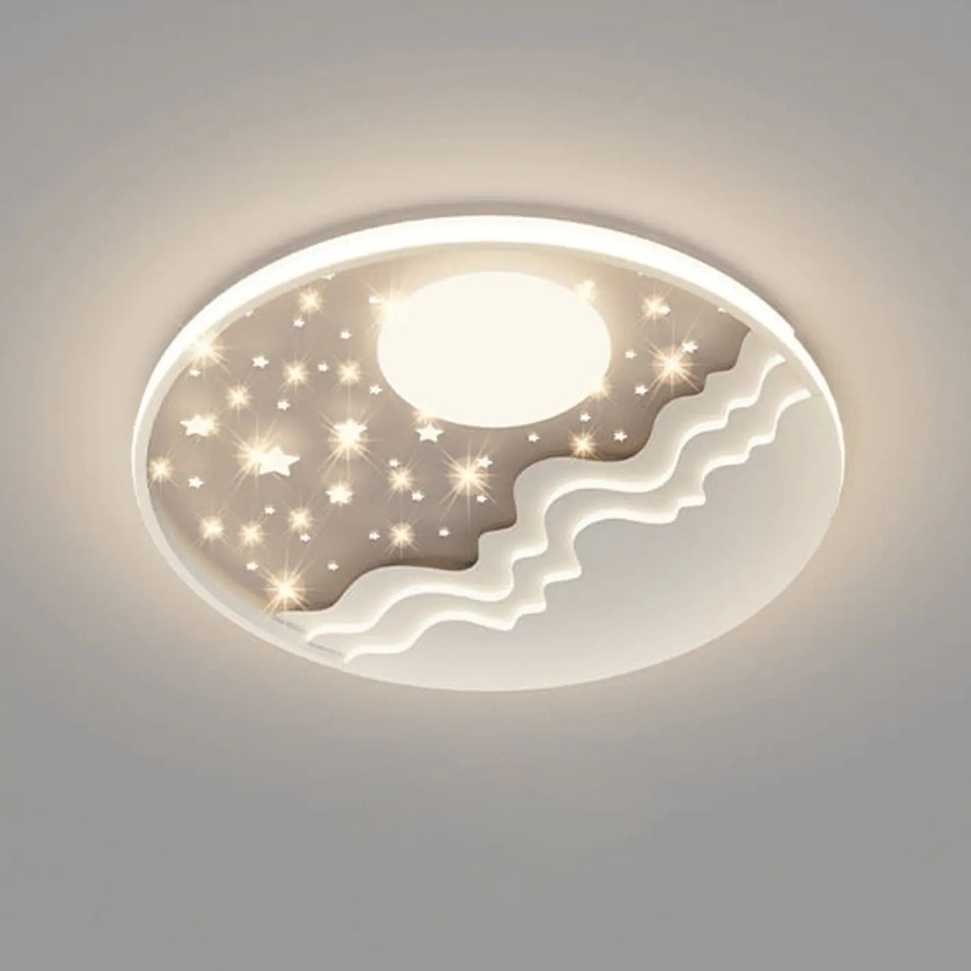 Nordic Creative Star Moon Round Aluminum LED Flush Mount Ceiling Light Cuvalon