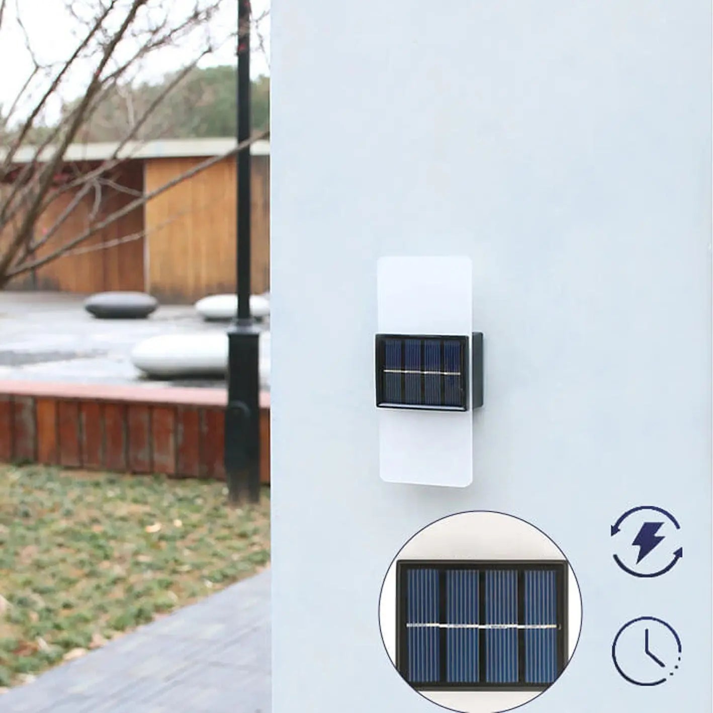 Courtyard Waterproof Acrylic LED Solar Wall Sconce Lamp Outdoor Light Cuvalon