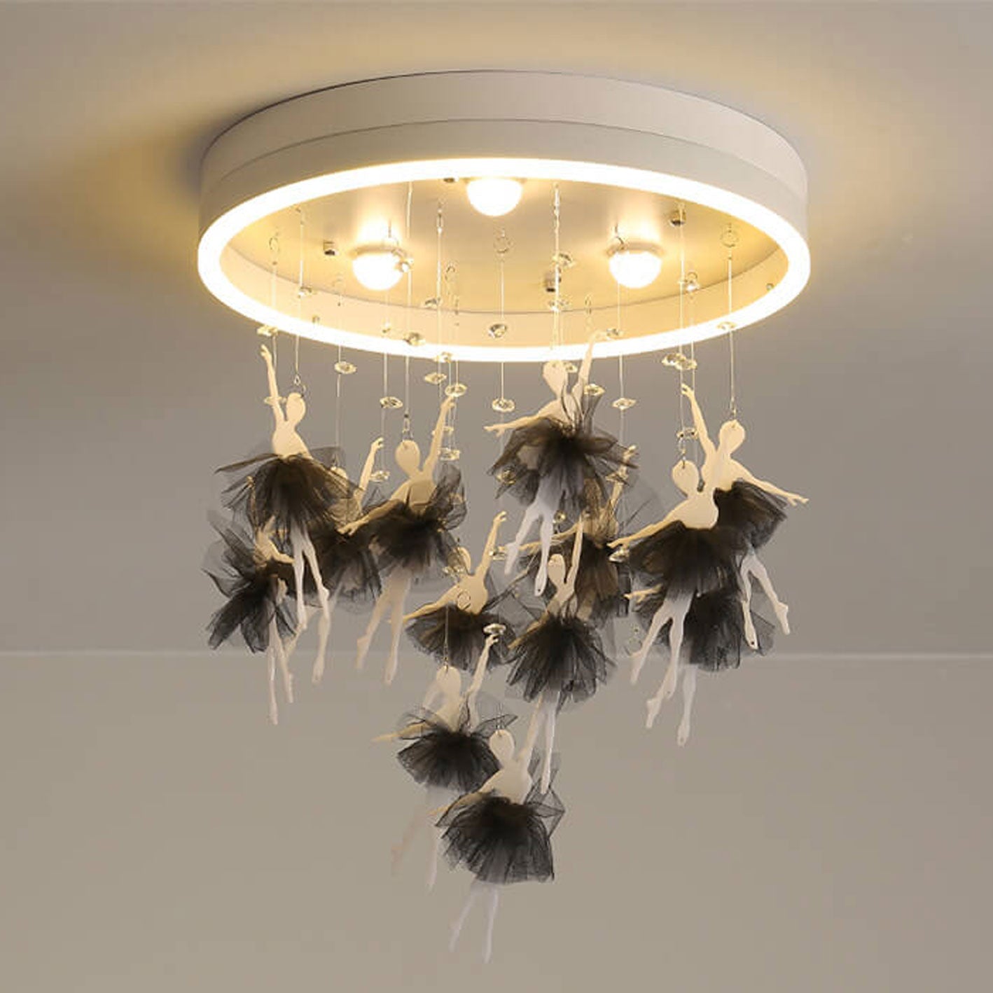 Modern Creative Cartoon Round Bird / Skirt Hanging LED Flush Mount Ceiling Light Cuvalon