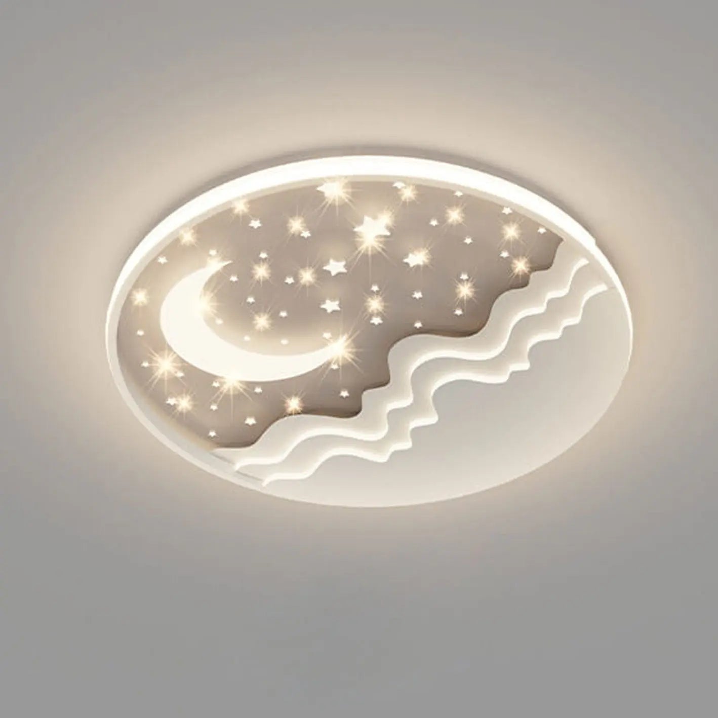 Nordic Creative Star Moon Round Aluminum LED Flush Mount Ceiling Light Cuvalon