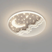 Nordic Creative Star Moon Round Aluminum LED Flush Mount Ceiling Light Cuvalon