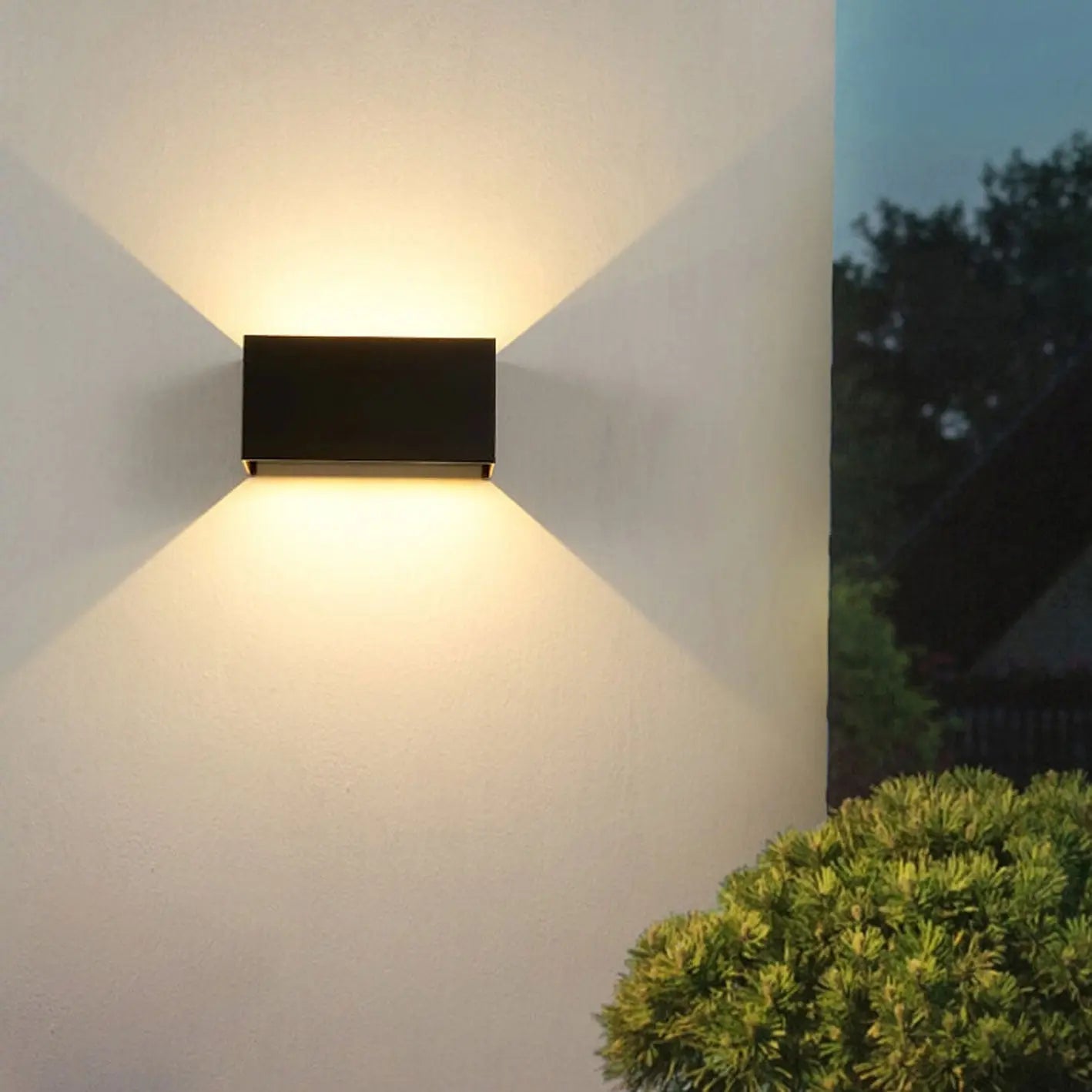 Modern Outdoor Waterproof Rectangular LED Up and Down Illuminated Outdoor Wall Sconce Lamp Cuvalon