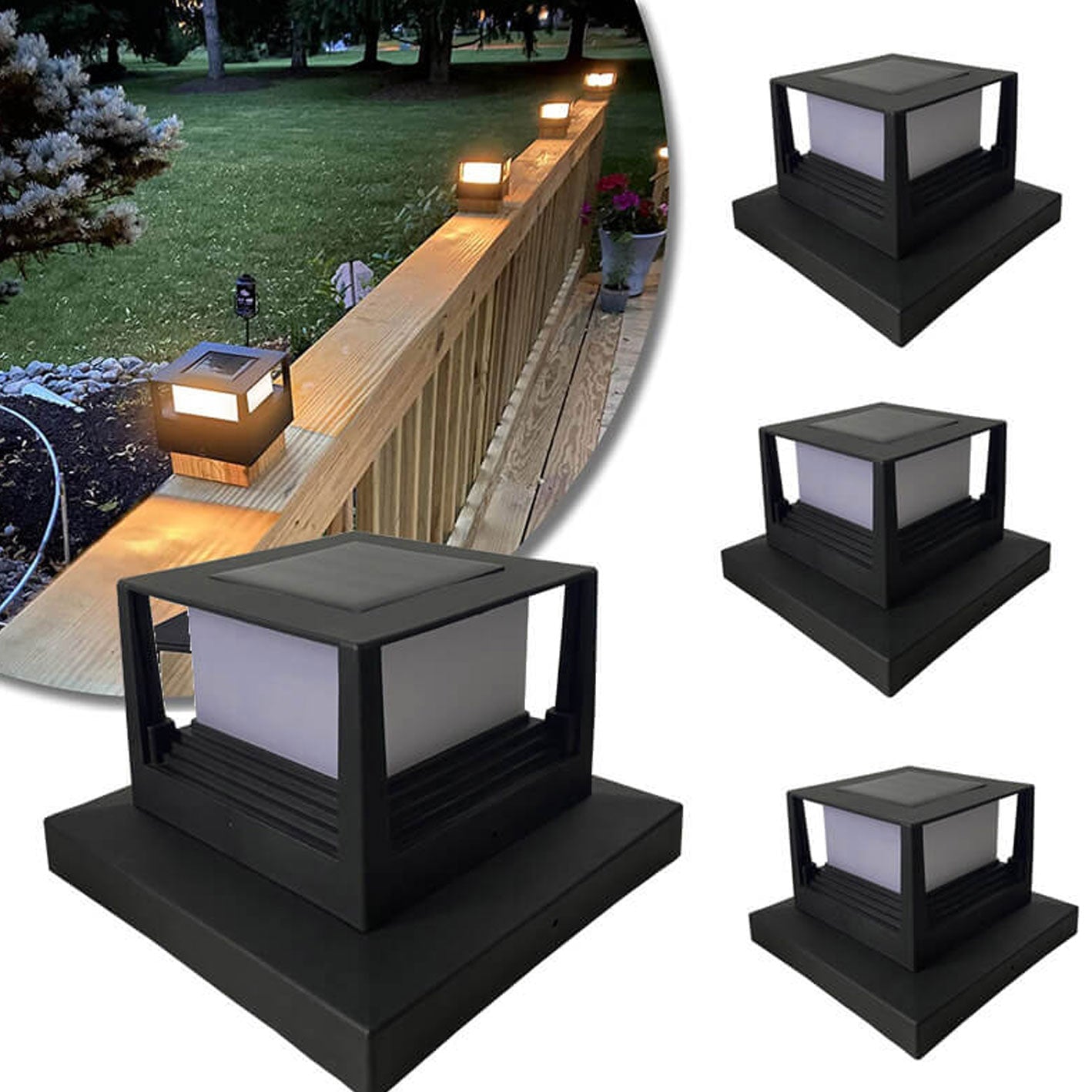 Outdoor Solar Pillar Head Light Square Pillar Head Light Garden Light Cuvalon