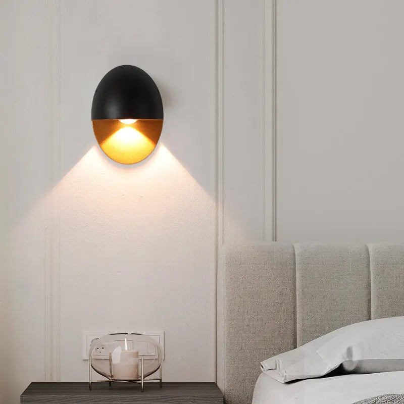 Modern Minimalist Oval Shape Aluminum Outdoor Waterproof LED Wall Sconce Lamp Cuvalon