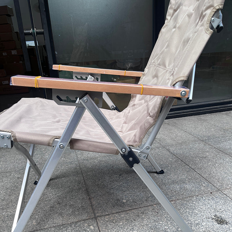 Contemporary Industrial Oxford Fabric Aluminum Alloy Carbon Steel Solid Wood Foldable Camping Chair With 5-level Adjustable Backrest For Outdoor Patio Cuvalon