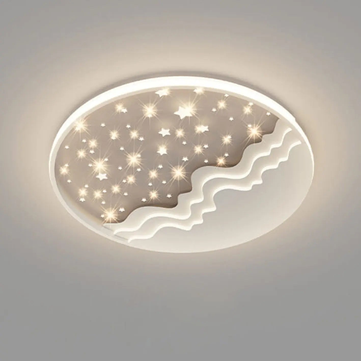 Nordic Creative Star Moon Round Aluminum LED Flush Mount Ceiling Light Cuvalon