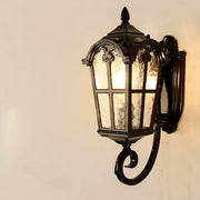 European Retro Glass Aluminum Lantern Outdoor Waterproof 1-Light Wall Sconce Lamp Cuvalon