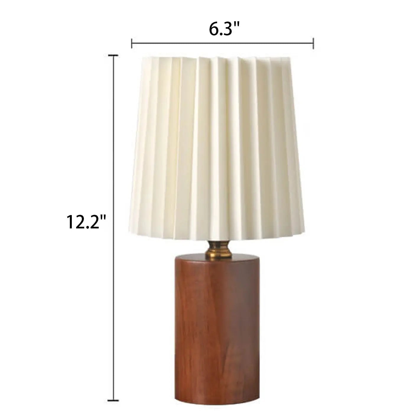 Vintage Korean Pleated Column Solid Wood Base 1-Light Table Lamp Cuvalon