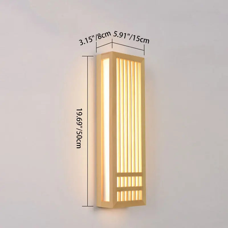 Modern Minimalist Solid Wood Acrylic Rectangular LED  Wall Sconce Lamp for Living Room Cuvalon
