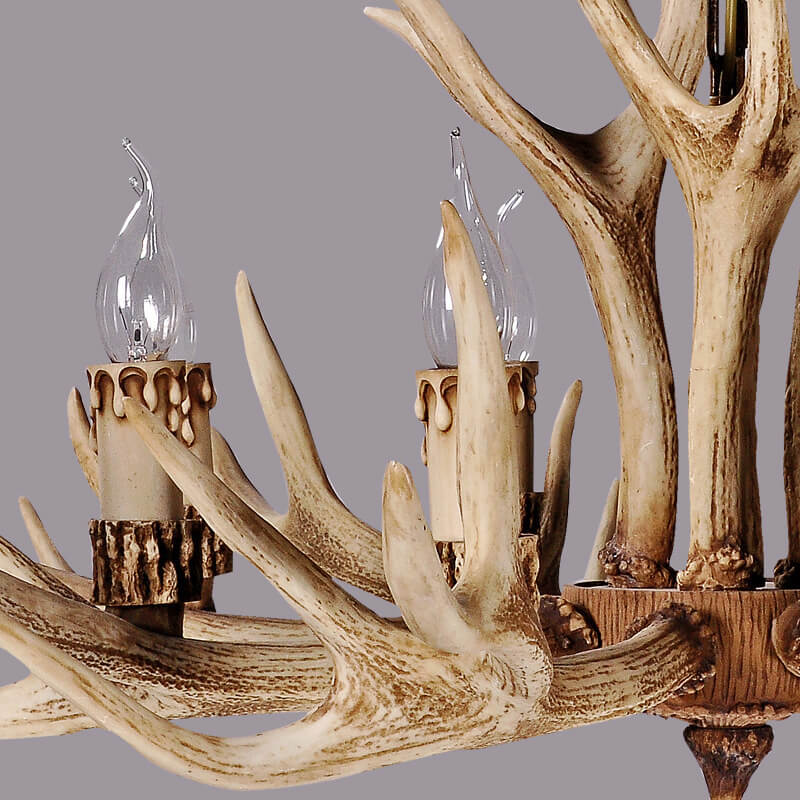 Country Style Antler Resin 6-Light Chandeliers Cuvalon