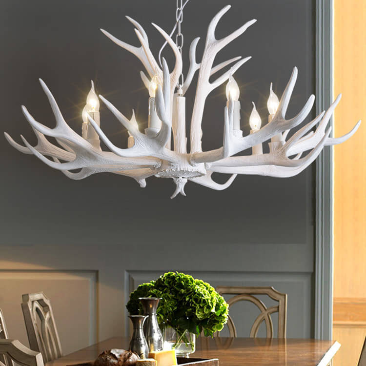 Country Style Antler Resin 6-Light Chandeliers Cuvalon