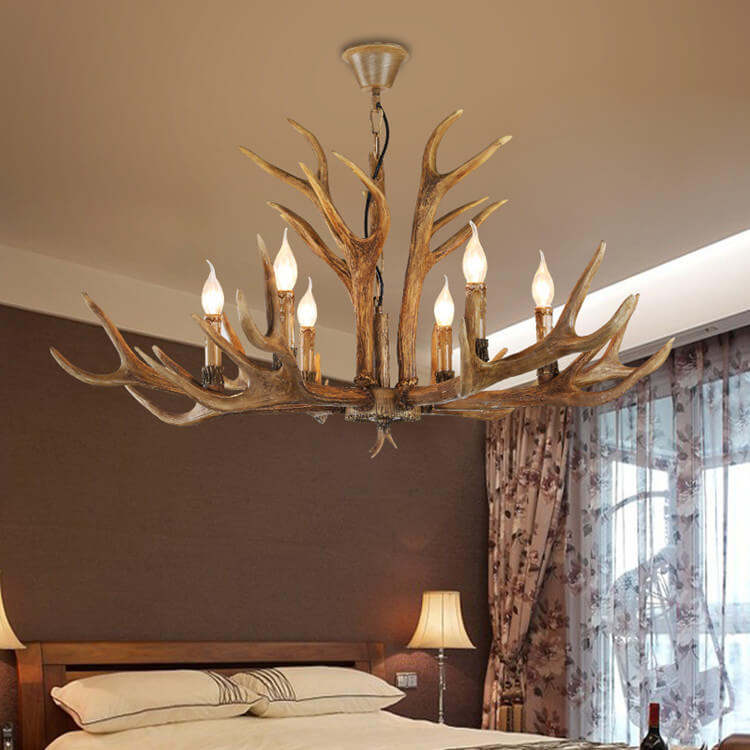 Country Style Antler Resin 6-Light Chandeliers Cuvalon