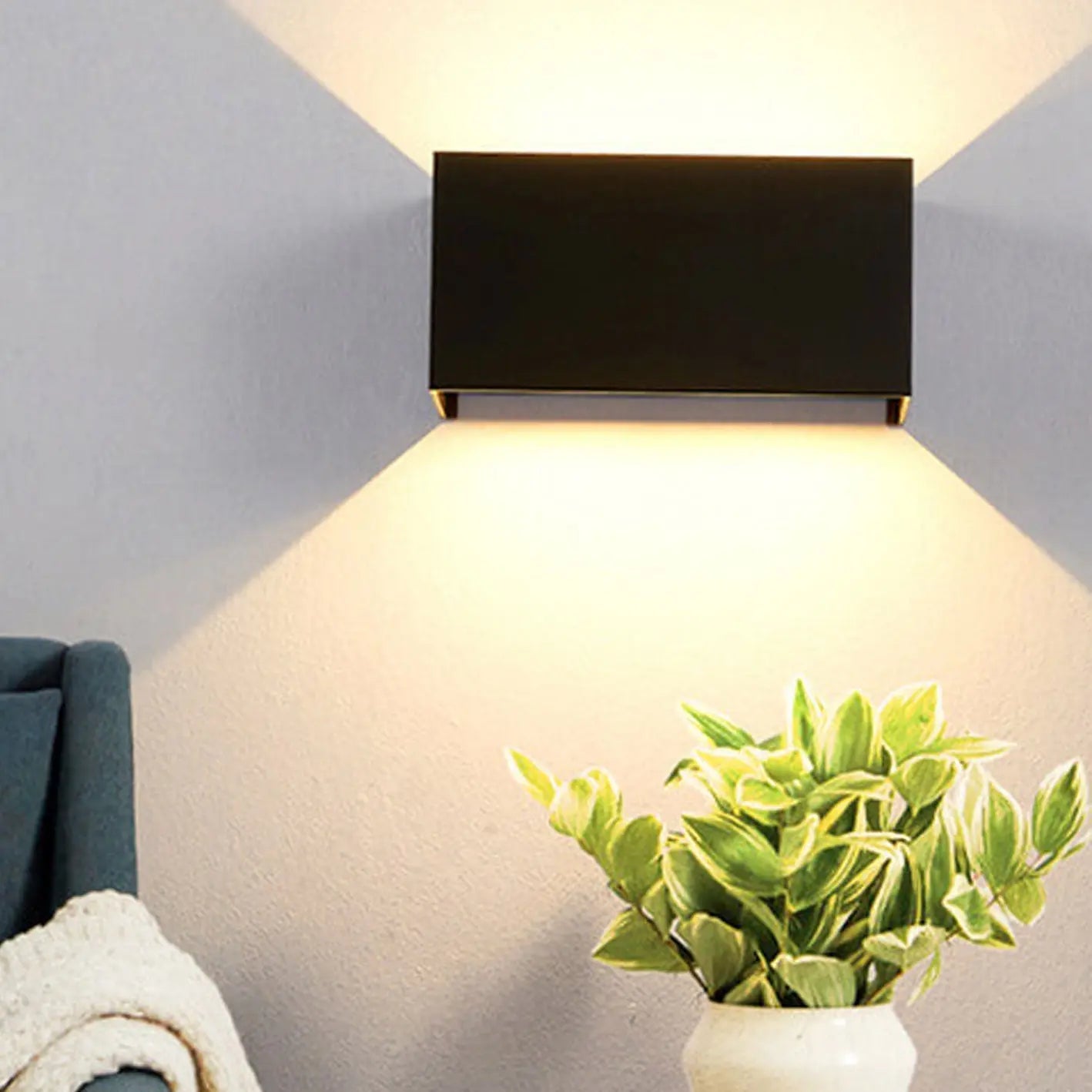 Modern Outdoor Waterproof Rectangular LED Up and Down Illuminated Outdoor Wall Sconce Lamp Cuvalon