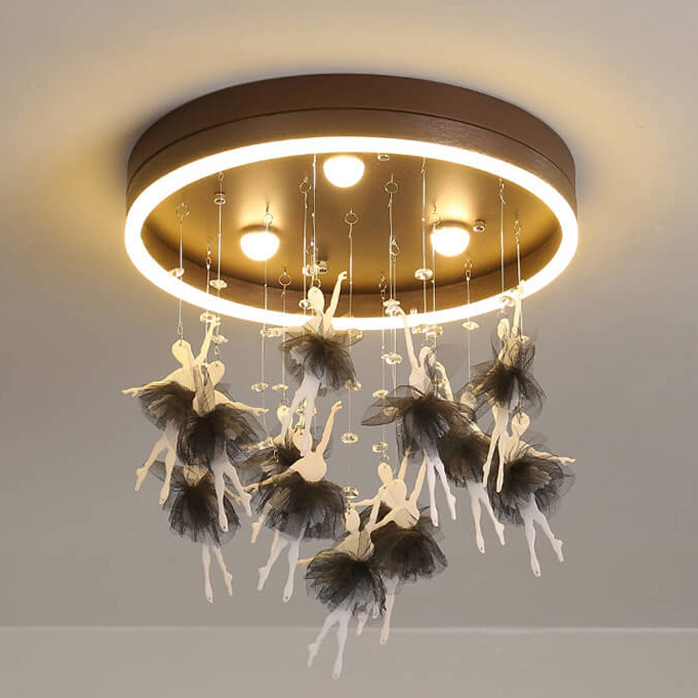 Modern Creative Cartoon Round Bird / Skirt Hanging LED Flush Mount Ceiling Light Cuvalon