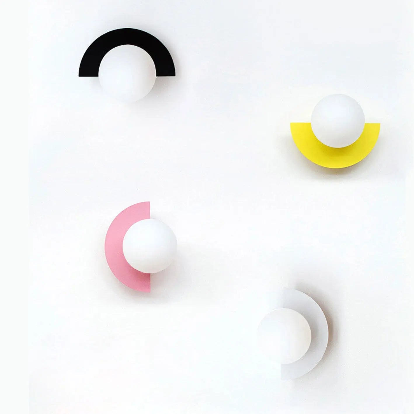 Modern Minimalist Glass Spherical Colorful Semicircle Design 1-Light Wall Sconce Lamp Cuvalon