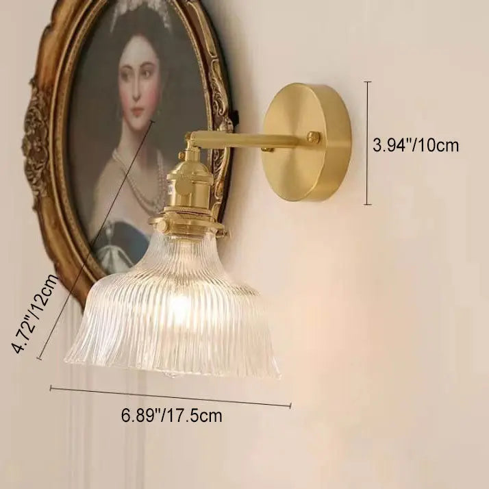 Nordic Modern Minimalist Flower Copper Glass 1-Light Wall Sconce Lamp Cuvalon