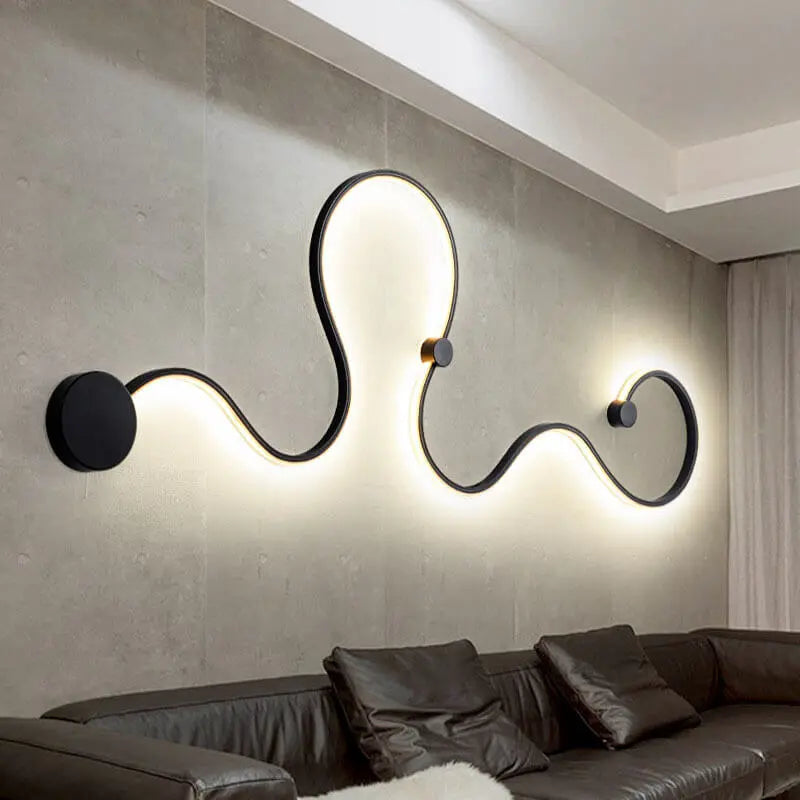 Modern Long Aluminum Snake Shaped 1-Light Curved LED Wall Sconce Lamp Cuvalon