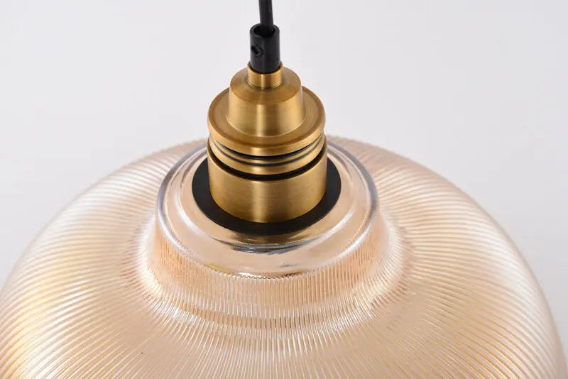 Vintage Striped Pot Lid Glass 1-Light Pendant Light Cuvalon