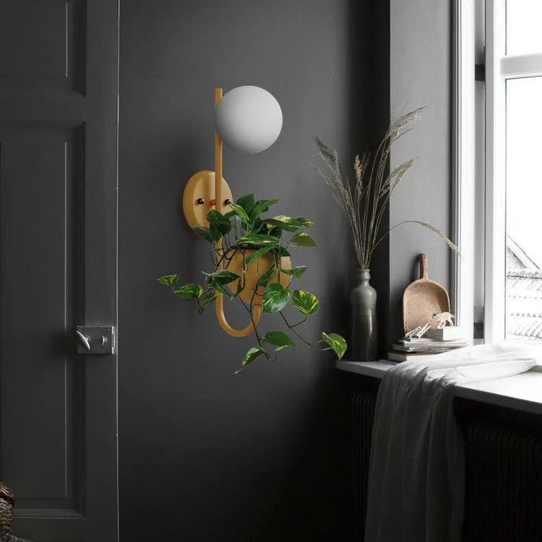 Sphere 1-Light Storage Box Planting Pot Decoration Wall Sconce Lamps Cuvalon