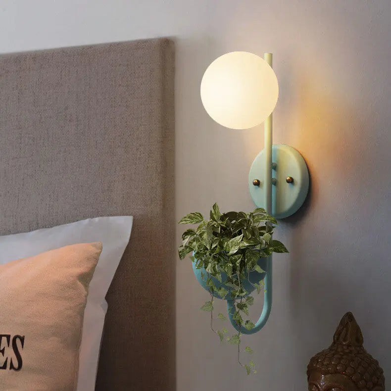 Sphere 1-Light Storage Box Planting Pot Decoration Wall Sconce Lamps Cuvalon