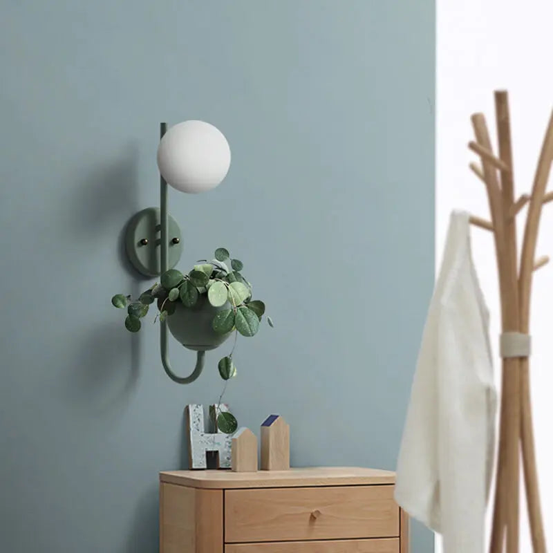 Sphere 1-Light Storage Box Planting Pot Decoration Wall Sconce Lamps Cuvalon