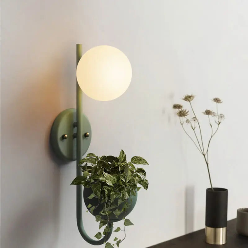 Sphere 1-Light Storage Box Planting Pot Decoration Wall Sconce Lamps Cuvalon