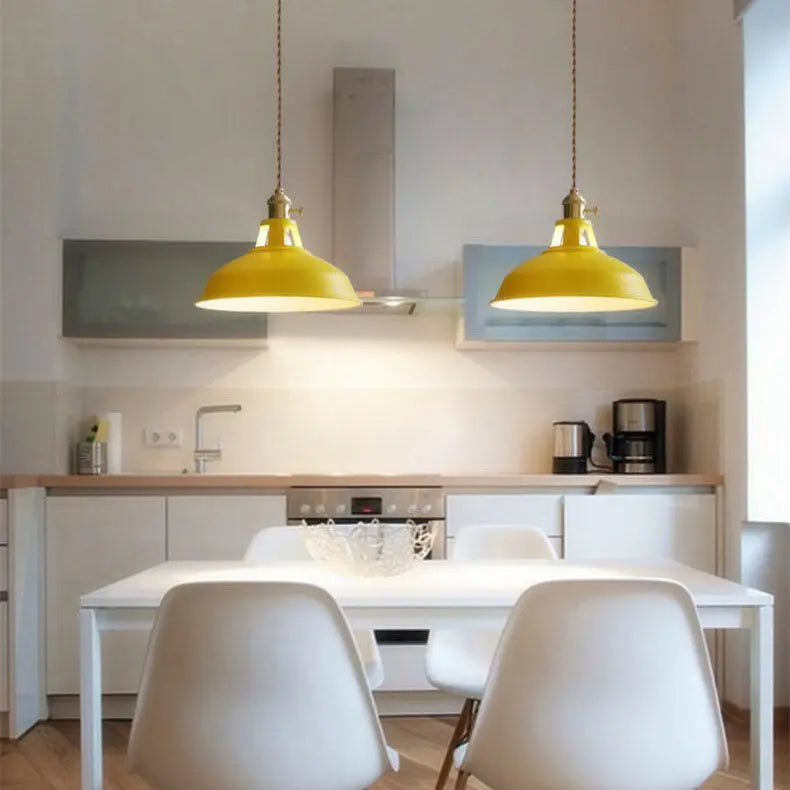 Industrial 1-Light Colorful Barn Shade Pendant Light Cuvalon