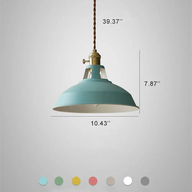 Industrial 1-Light Colorful Barn Shade Pendant Light Cuvalon