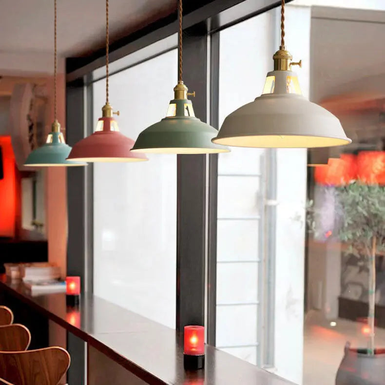Industrial 1-Light Colorful Barn Shade Pendant Light Cuvalon