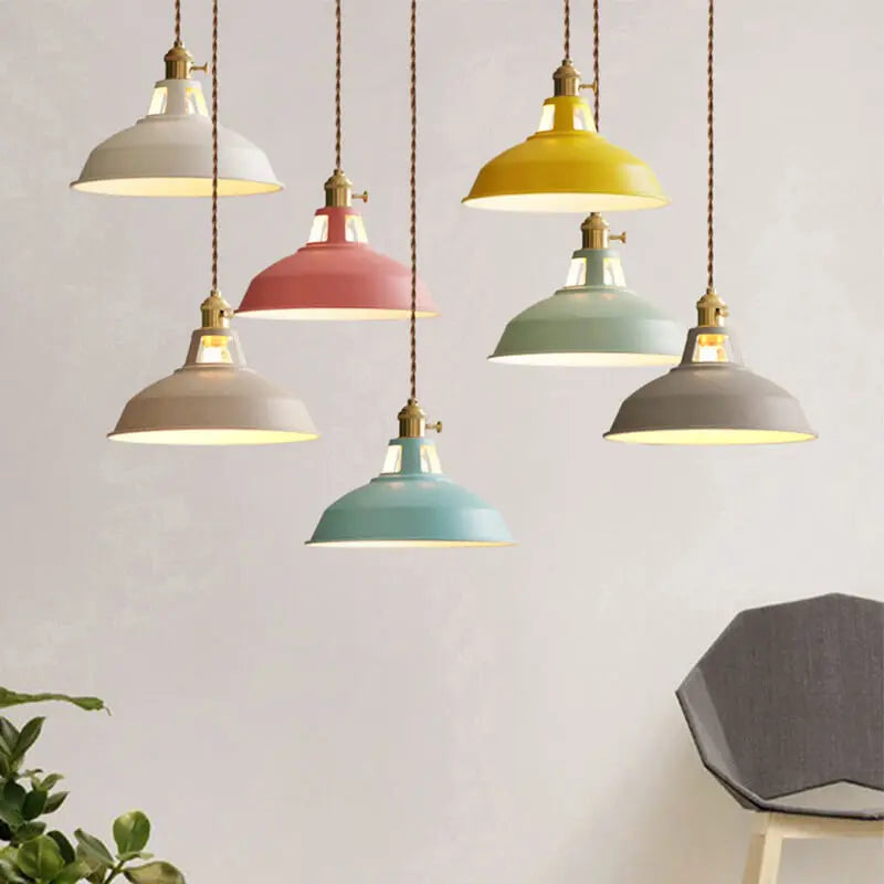 Industrial 1-Light Colorful Barn Shade Pendant Light Cuvalon