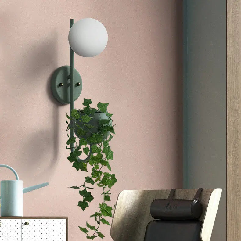 Sphere 1-Light Storage Box Planting Pot Decoration Wall Sconce Lamps Cuvalon
