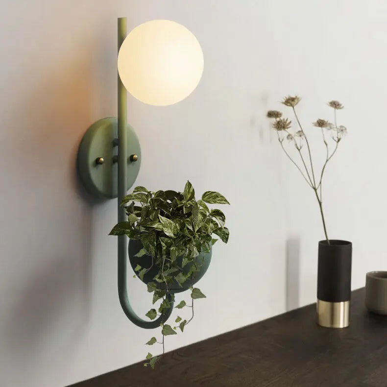 Sphere 1-Light Storage Box Planting Pot Decoration Wall Sconce Lamps Cuvalon
