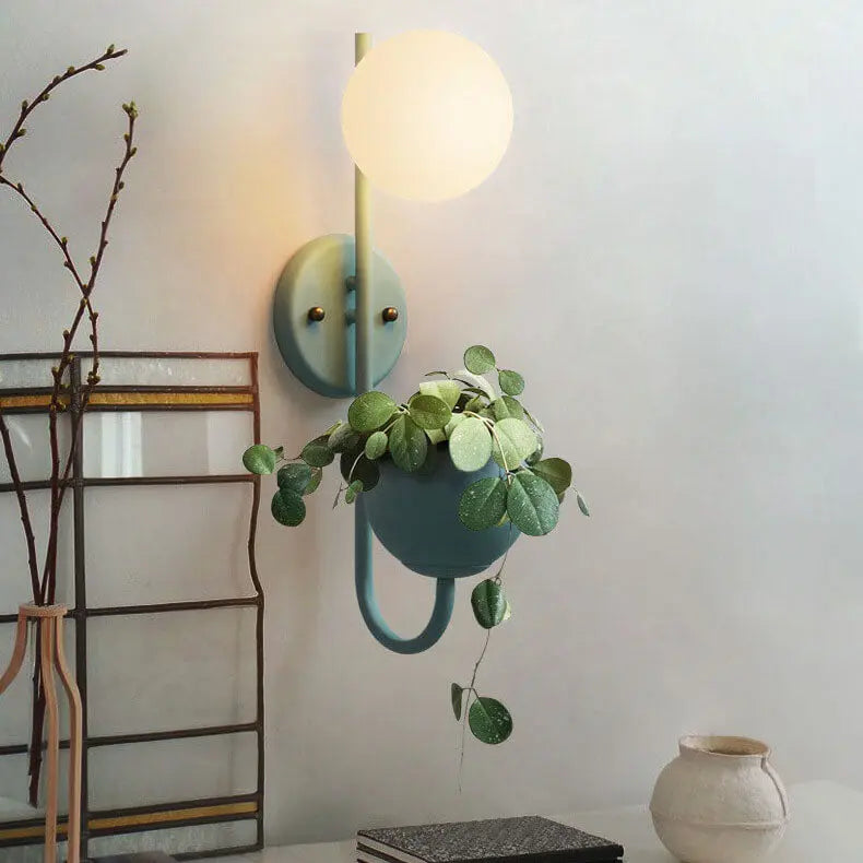 Sphere 1-Light Storage Box Planting Pot Decoration Wall Sconce Lamps Cuvalon