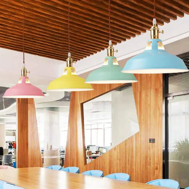 Industrial 1-Light Colorful Barn Shade Pendant Light Cuvalon