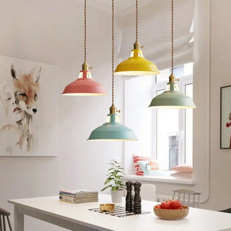 Industrial 1-Light Colorful Barn Shade Pendant Light Cuvalon