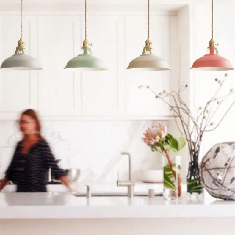 Industrial 1-Light Colorful Barn Shade Pendant Light Cuvalon