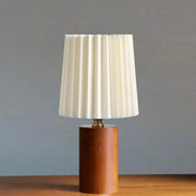 Vintage Korean Pleated Column Solid Wood Base 1-Light Table Lamp Cuvalon