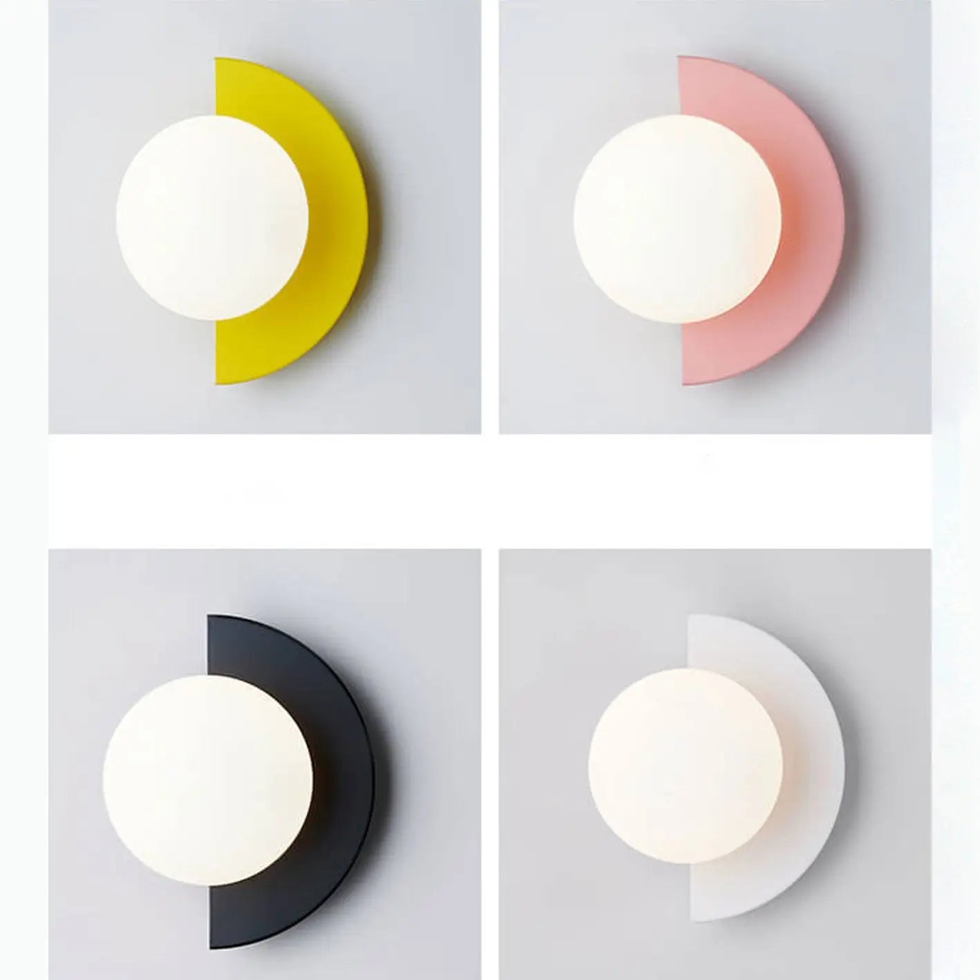 Modern Minimalist Glass Spherical Colorful Semicircle Design 1-Light Wall Sconce Lamp Cuvalon